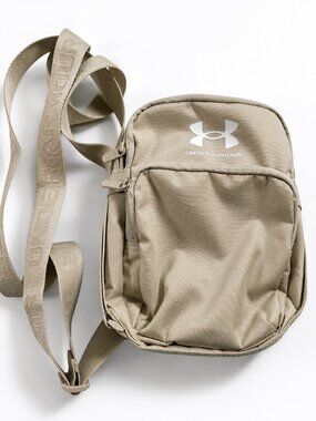 Under Armour Beige Crossbody Bag Adjustable Strap Zip Pockets Travel Everyday